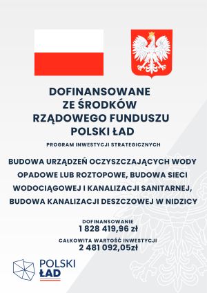 Plakat informacyjny - dofinansowanie z Rządowego Funduszu Polski Ład: Program Inwestycji Strategicznych