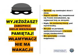 WYJEŻDŻASZ? PAMIĘTAJ, WŁAMYWACZ NIE MA WAKACJI!